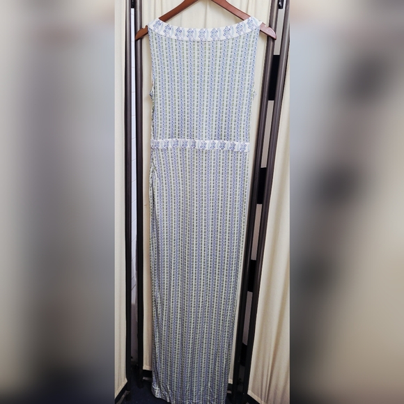 Tory Burch 100% Silk Blue & Green Sleeveless Maxi Dress | Size Small - Picture 2 of 6